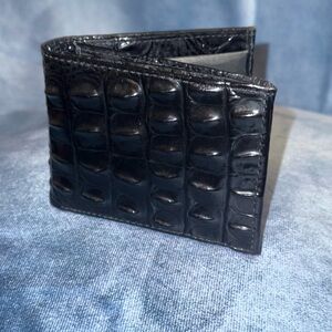 Brahmin Black Crocodile-Embossed Card Holder